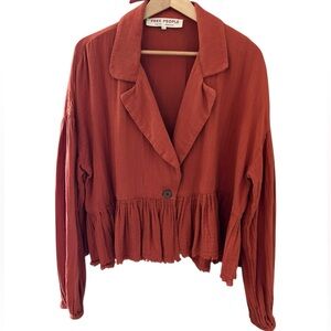 Free People Rust Cropped Peplum Blouse